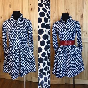 Gap navy blue white polka dot shirt dress- pockets